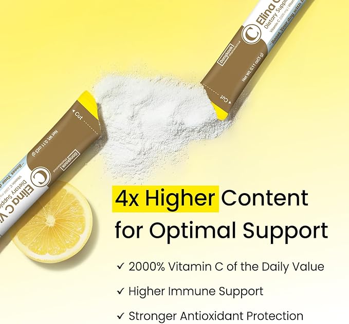 DONGKOOK Vita Pop Korean 2000mg Vitamin C Powder Vitamin D &amp Biotin Stick Zero Sugar Lemonade Drink Mix Vitamin C for Advanced Immune Support &amp Antioxidants Supplements Non-GMO 100 Packet