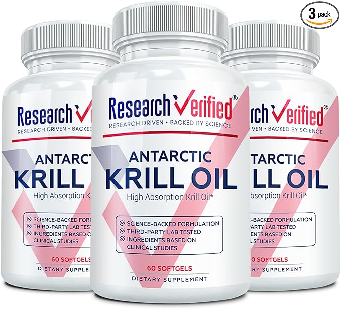 Research Verified Antarctic Krill Oil 2000mg - Support Heart Function Boost Cognition - MSC Certified Sustainably Sourced - 180 Softgels - 3 Month Supply - Made in the USA