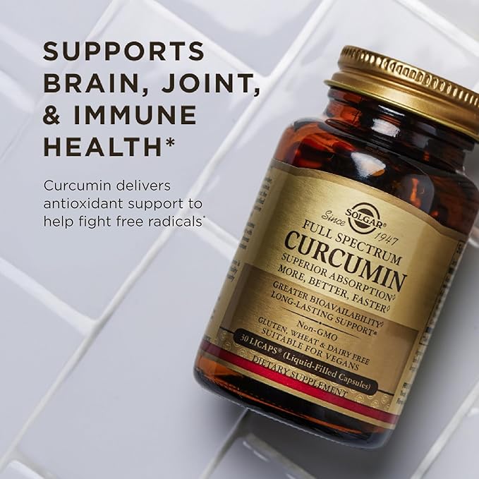 Solgar Full Spectrum Curcumin - 60 LiCaps Pack of 3 - Superior Absorption - Brain Joint &amp Immune Health - Non-GMO Vegan Gluten Free Dairy Free - 180 Total Servings