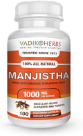 Vadik Herbs Pure Wild harvested Manjistha (Rubia cordifolia Indian Madder) - 100 vegicaps - Made in USA - Safety Tested - No GMO Vegan