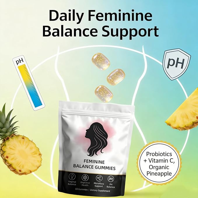 Feminine Wellness Gummies for Women Pineapple Flavored Intimate Health &amp Immune Support 60 Count (1PC)