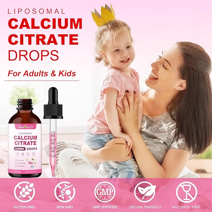 Liposomal Liquid NAC &amp Calcium Citrate Drops N Acetyl Cysteine &amp Calcium Magnesium Zinc Supplement for Kids &amp Adults