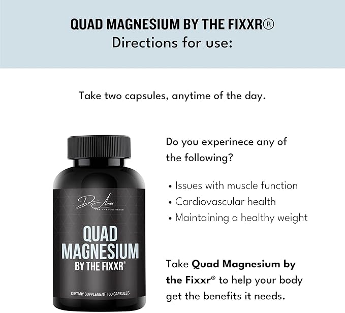 Quad Magnesium by Dr. Amie | 4 Forms of Magnesium 500 mg per Serving | Formulated with Aquamin to Help with Digestion and Absorption | 30 Day Supply 60 Capsules