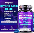 Methylene Blue Pharmaceutical Grade Capsules for Humans - Triple-Pathway Formula with Pure MB NAC L-5-MTHF L-Theanine&amp Methyl B12 | Cognition Mental Clarity Cellular Energy &amp Antioxidant