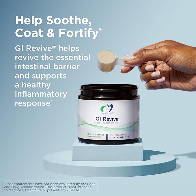 Designs for Health GI Revive Gut Health Powder - L Glutamine &amp Citrus Pectin for Digestive Health + Slippery Elm Marshmallow Root &amp Cat's Claw for Healthy Intestinal &amp Gut Lining Support*