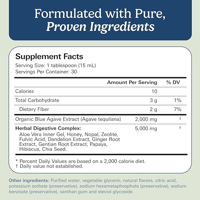Santo Remedio Digestion Plus Concentrated Blue Agave Drink 30 Servings Passionfruit Flavor Vegan Gluten-Free Non-GMO No Added Sugar