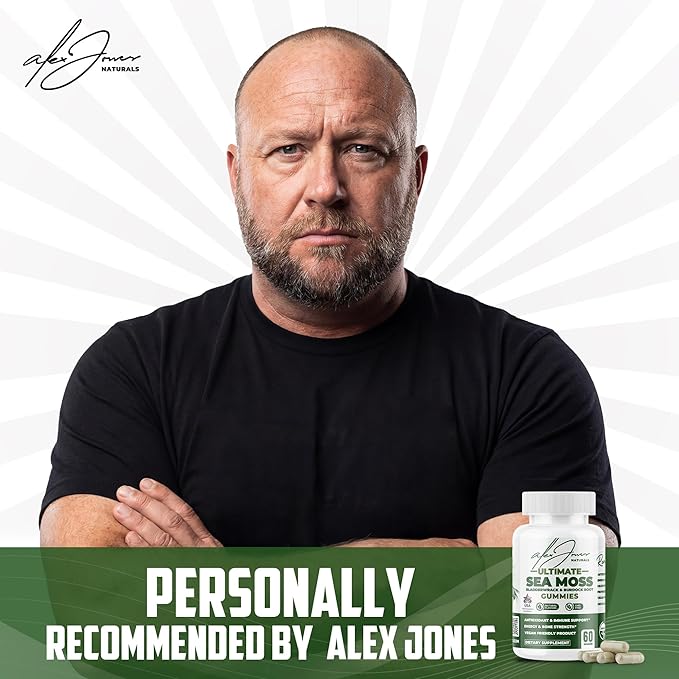 Alex Jones Ultimate Seamoss Capsules – Vegan Non-GMO Seaweed Supplement w/Bladderwrack &amp Burdock Root – Immune Boost Energy Support Sea Moss Supplements for Men &amp Women - 60 Nutrition Suppor