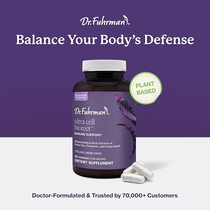 Ultra Cell Biotect- Powerful Antioxidant Support with Organic Turmeric Black Turmeric Green Tea Black Pepper and European Grape Seed for Optimal Health - 120 Capsules Physician Recommended