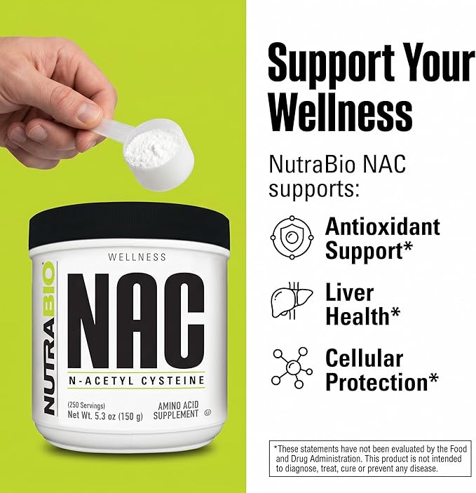 NutraBio N-Acetyl Cysteine Supplement (NAC) - 150 Grams Powder 600mg Serving - Powerful Anti-Oxidant - Immune Support - No Fillers - Non-GMO - Gluten Free