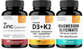 Sandhu's Zinc Quercetin Bundle with Magnesium Glycinate &amp Vitamin D3 K2 5000 IU Capsules (120 Count Each) | for Men &amp Women