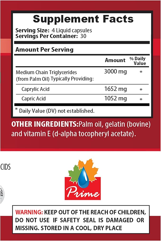 Energy Support Supplements - MCT Oil 3600MG 100% Pure Medium Chain triglycerides - mct Oil Made with Coconut Oil mct Oil Pills mct Oil for Memory mct Oil for Brain mct Coconut Oil - 1B 120Soft