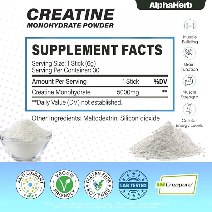 Creatine Monohydrate Powder – Creapure® German-Sourced Unflavoured 30 Stick Creatine Packs 5000mg Each | No Sugar No Fillers Gluten-Free