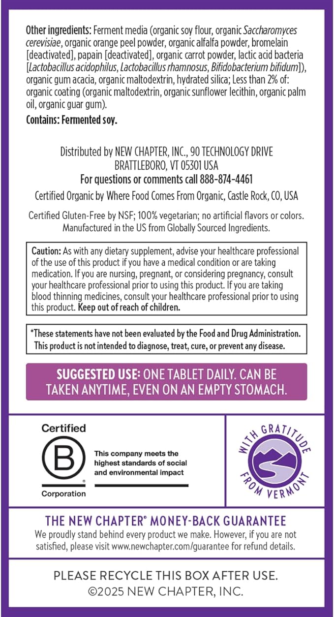 New Chapter Women’s Multivitamin 40+ Extra B6 &amp B12 Biotin for Hair Growth D3 VIT C Zinc for Immune &amp Stress Support Gentle on an Empty Stomach Non-GMO Gluten-Free 96 Tablets (Pack o