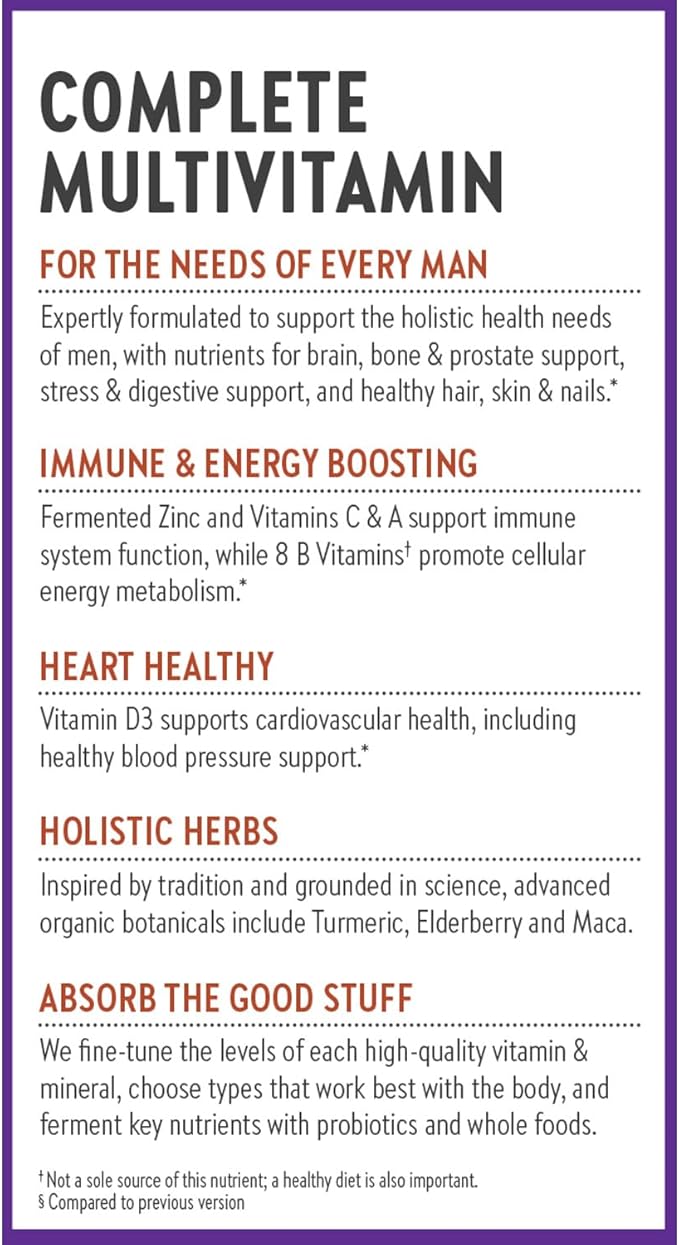 New Chapter Men’s Multivitamin B6 Extra B12 D3 Vitamin C &amp Zinc Immune Heart Cellular Energy and Brain Health Gentle on The Stomach One Daily Non-GMO Gluten-Free 18+ 72 Tablets