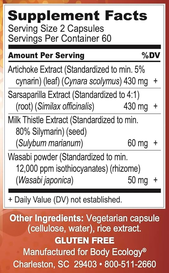 Body Ecology LivAmend | Liver Supplement | Milk Thistle and Artichoke | Aids in Healthy Liver and Improves Bowel Elimination | 120 Vegetarian Count