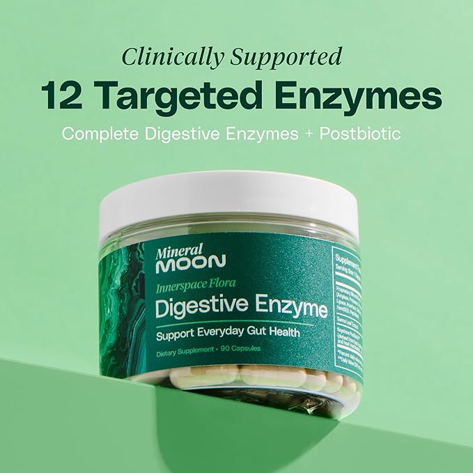 Innerspace Flora Premium Digestive Enzymes for Men and Women - 12 Enzymes for Digestion &amp Senna Leaf Extract - Supports Gut Health Digestion Supplement Nutrient Absorption - 90 Capsules