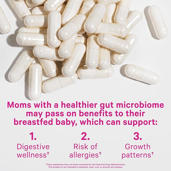 Pink Stork Lactation Probiotic - 30 Billion CFUs Multi Strain Postnatal Probiotics for Breastfeeding Women - Support Breast Milk &amp Gut Health Postpartum Essentials 60 Capsules