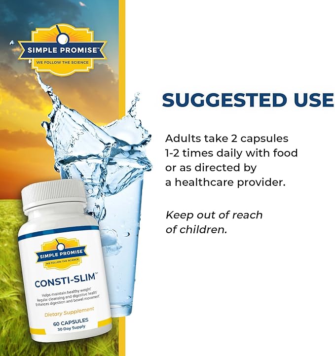 Simple Promise - Consti-Slim - Natural Digestive Health and Wellness Support – Promotes Healthy Enzyme Activity 60 Capsules