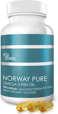 Norway Pure Omega-3 Fish Oil Softgels 2400mg (90ct) - 4X Concentrated EPA &amp DHA Triple Distilled Burpless Wild Caught Skin &amp Hair Joints Heart Health