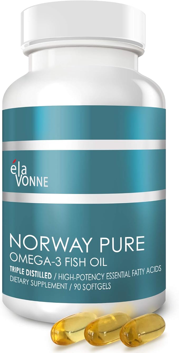 Norway Pure Omega-3 Fish Oil Softgels 2400mg (90ct) - 4X Concentrated EPA &amp DHA Triple Distilled Burpless Wild Caught Skin &amp Hair Joints Heart Health
