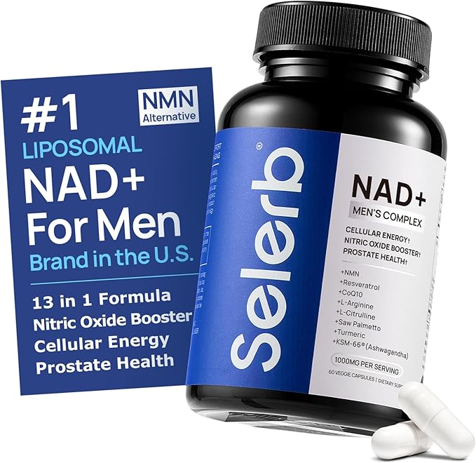 NAD Supplement for Men – Liposomal NAD+ NMN Alternative Nitric Oxide Prostate Health Supplements with Resveratrol CoQ10 L Citrulline and Lycopene for Anti-Aging &amp Cellular Energy Support 60 Caps