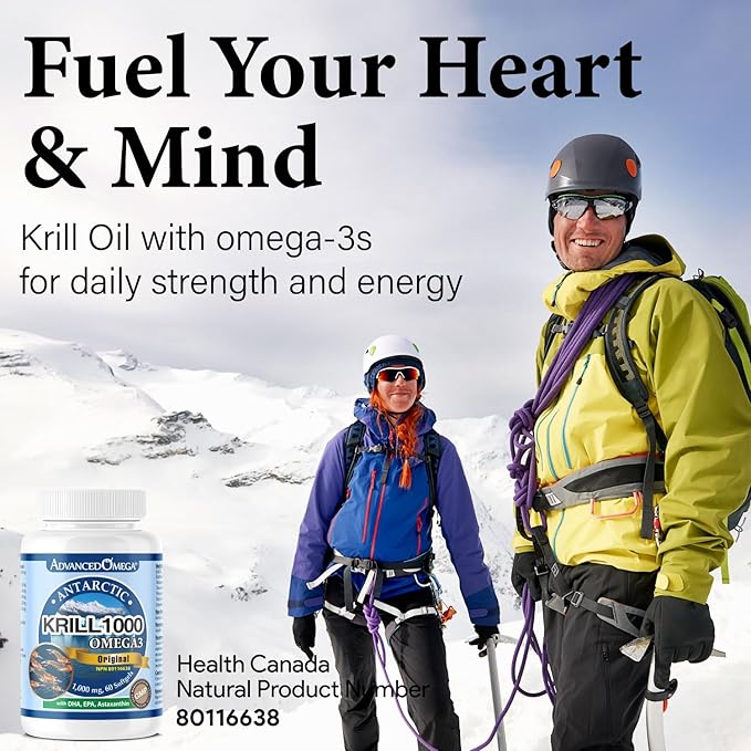 Antarctic Krill Oil 1000mg Contains Omega-3 Fatty Acid EPA DHA Axtaxanthin and Phospholipids (60 Count)