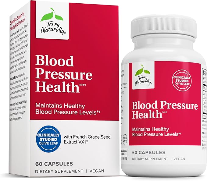 Terry Naturally Blood Pressure Health - 60 Vegan Capsules - Promotes Healthy Circulation &amp Blood Pressure Levels - Non-GMO Gluten Free - 60 Servings