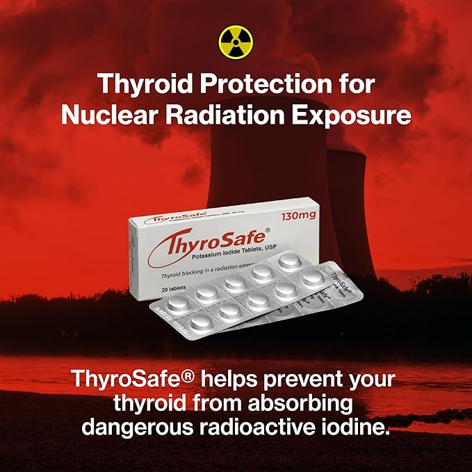 ThyroSafe Potassium Iodide 130mg Tablets (KI Pills) - Iodine for Radiation Emergency Protection | Nuclear Fallout Survival Gear and Emergency Supplies for Prepper Kits | 60 Count
