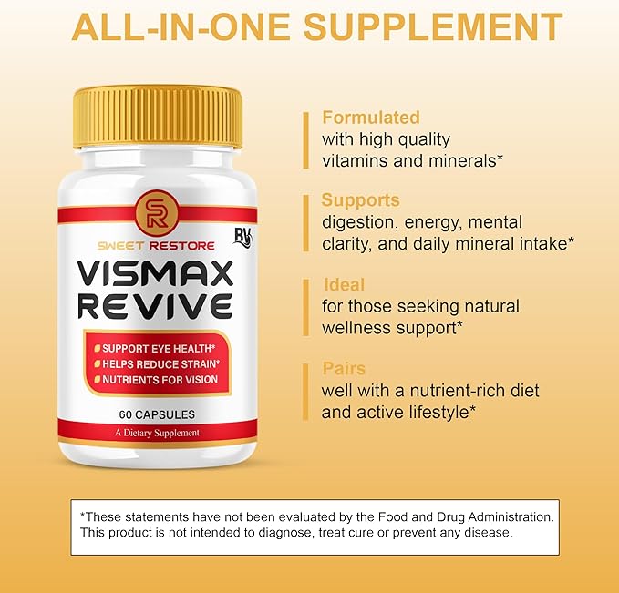 BLUE VIBE VisMax Revive Maximum Strength Overall Vision &amp Wellness Support Supplement VismaxRevive Advanced Premium Vision Support and Eye Health Formula Supplement Pills (60 Capsules)