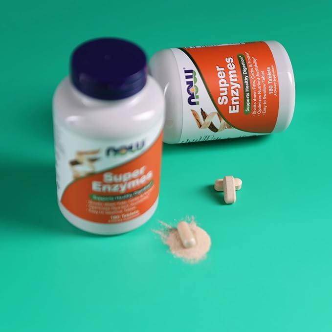 NOW Foods Supplements Super Enzymes Formulated with Bromelain Ox Bile Pancreatin and Papain 180 Tablets (Pack of 2)