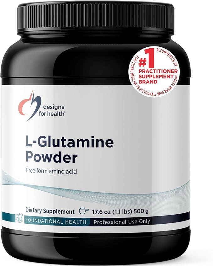 Designs for Health L Glutamine Powder - 3000mg Amino Acids Supplement to Support Muscle Recovery Digestive Immune + Gut Health - Non-GMO + Gluten Free Easy Drink Mix (166 Servings / 500g)
