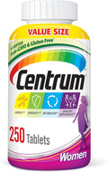 Centrum Multivitamin for Women Multivitamin/Multimineral Supplement with Iron Vitamin D3 B Vitamins and Antioxidant Vitamins C and E Tablet Gluten Free Non-GMO Ingredients - 250 Count