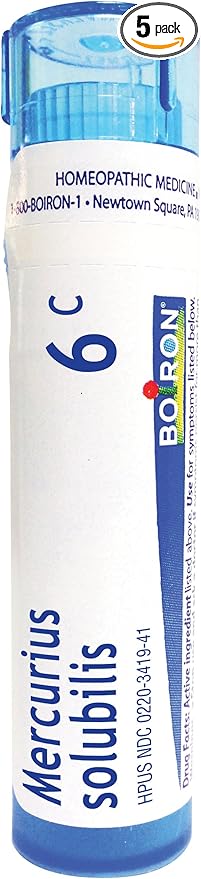 Boiron Mercurius Solubilis 6C (Pack of 5) Homeopathic Medicine for Sore Throat