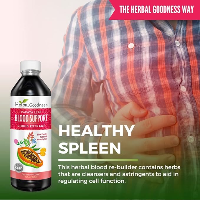 Papaya Leaf Blood Support Liquid - 15X Strength - Papaya Leaf Extract - Healthy Platelets Blood Cleanse Digestion Papaya Enzyme - 12(12oz) Bottles Liquid - Herbal Goodness - Made in USA