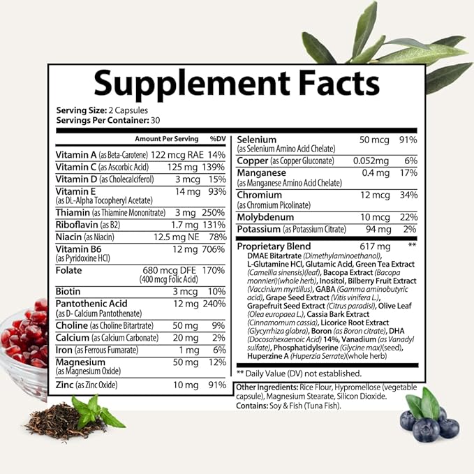 Besti Supplements Focus - Perimenopause Support with Focus+ Formula 60 Capsules | Boosts Mental Clarity Memory &amp Cognitive Function