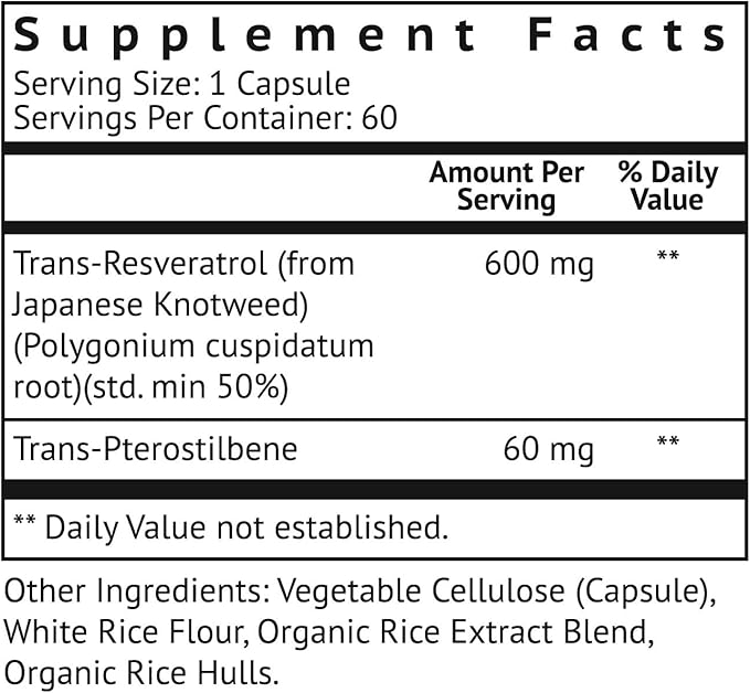 VitaMonk Resveratrol with Pterostilbene 600mg/60mg - No Artificial Fillers Healthy Aging and Longevity Supplement - 60 Capsules - Precise Formula with Trans Pterostilbene Resveratrol Supplements
