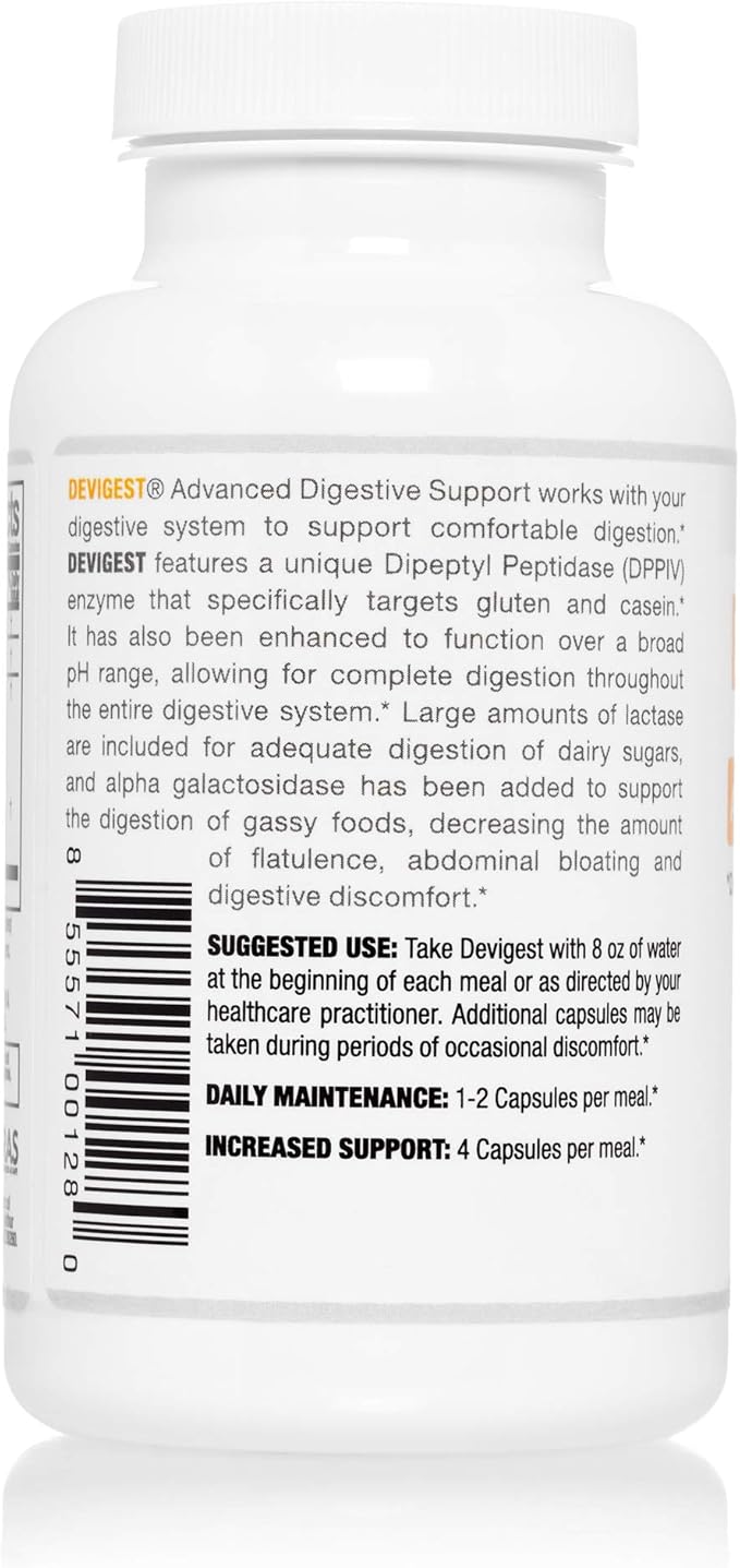 Arthur Andrew Medical - Devigest ADS Advanced Digestive Support Relief for Lactose Intolerance and Casein Sensitivities Vegan Non-GMO 180 Capsules