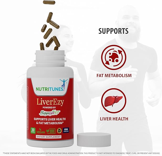 Liver Support Supplement–Supports Detox Cleansing &amp Lipid Metabolism – with Bergacyn FF (Bergamot &amp Artichoke) – 30 LiverEzy Vegan Capsules