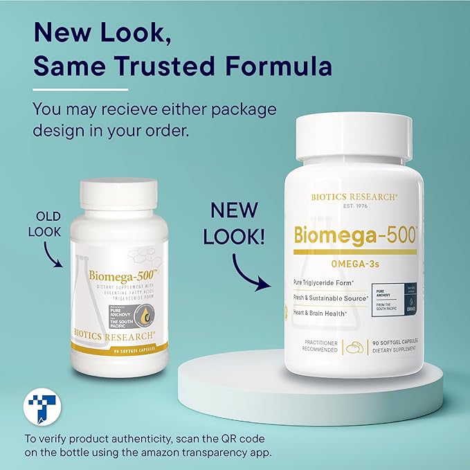 Biotics Research Biomega 500 Omega 3 Fish Oil Supplement Highly Concentrated Fish Oil with EPA/DHA Omega 3 Fatty acids Supports Immune and Cardiovascular 90 Softgel Capsules