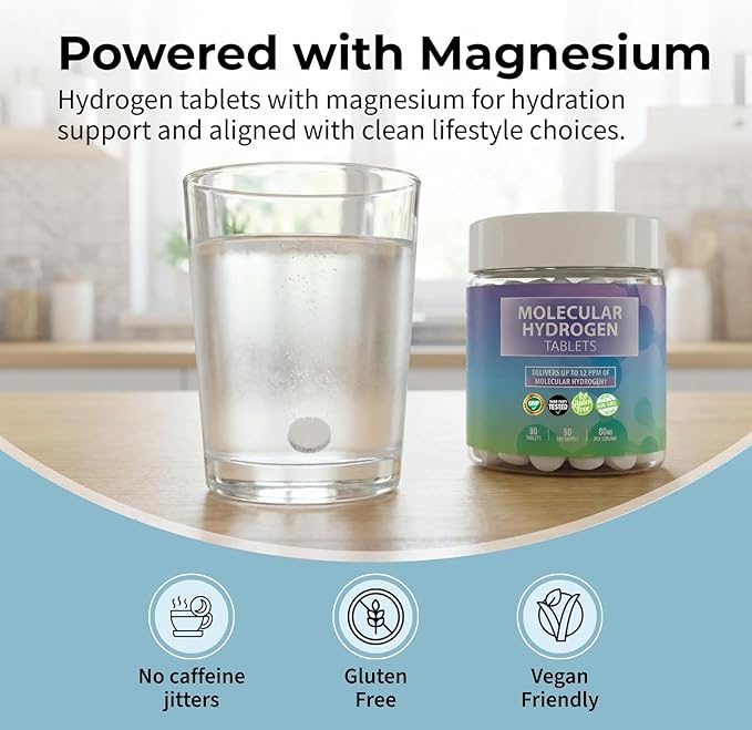 Body C.E.O. Hydrogen Water Tablets with Magnesium | Molecular Hydrogen Tablets for Drinking Water | Supports Energy Focus &amp Antioxidant Balance | Vegan &amp Gluten Free Supplement| 90 Count (Unfl