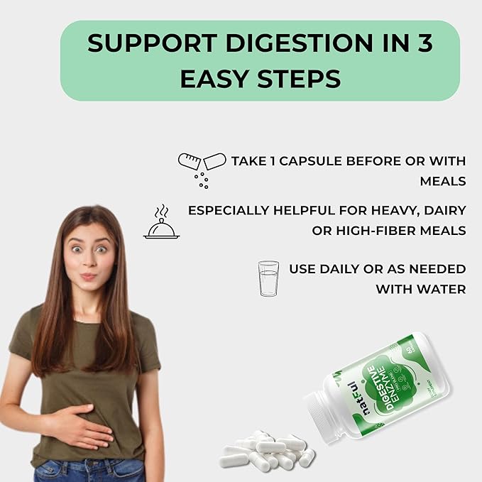 Digestive Enzyme Supplement with Probiotics Broad Spectrum Digestive Support with Makzyme-Pro Lactase Bromelain Papain – 60 Vegan Capsules – Relieves Bloating Gas and Supports Gut Health