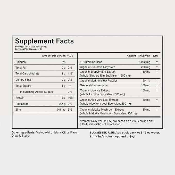 Terra Health Essentials Solusticks Gut - Leaky Gut Supplement - Complete Stomach Lining Repair Digestive Support &amp Muscle Recovery - Slippery Elm Licorice L Glutamine Powder - Orange 30 Sticks