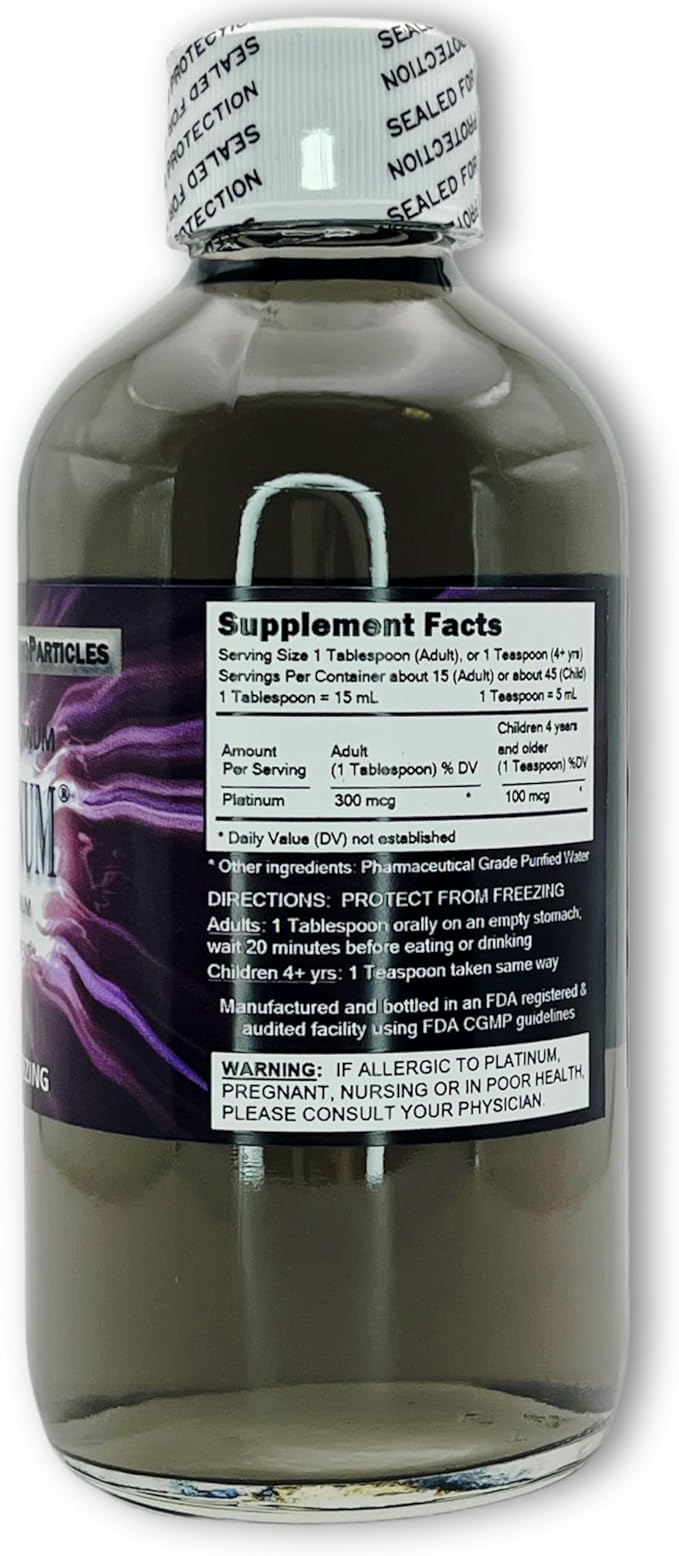 MediPLATINUM Gut Booster True Colloidal Platinum PtNP Nutritional Supplement - 250 mL (8.45 Fl Oz) in Clear Glass Bottle