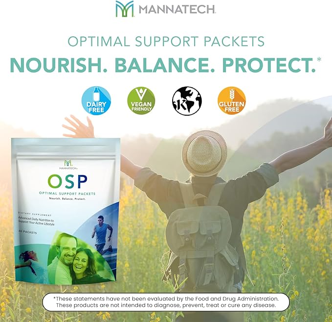 Mannatech More Than Just a Multivitamin Optimal Support Packets Amazing Self-Care Benefits of OSP Daily Vitamins w/Ashwagandha Capsules Immune Support and Antioxidant Supplement - 60 Packets