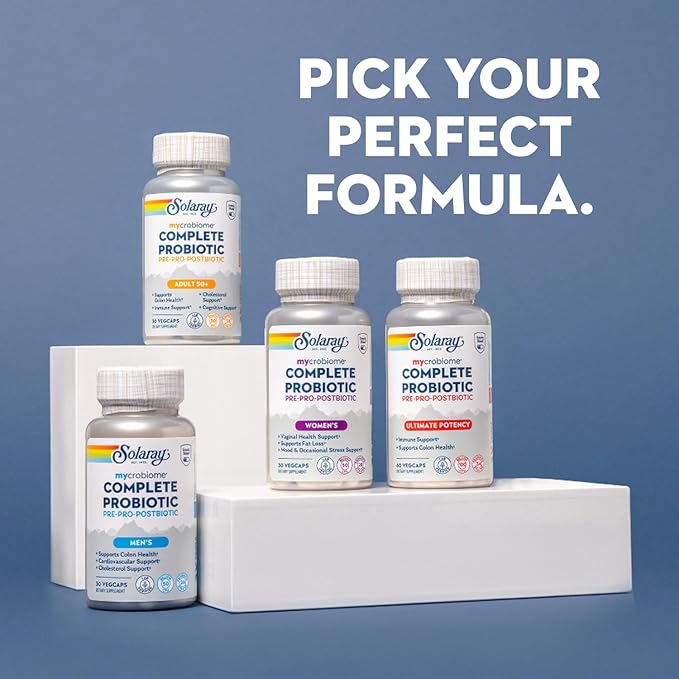 SOLARAY Mycrobiome Complete Probiotic Women’s Formula - Vaginal Probiotics for Women Plus Pre and Postbiotic - 50 Billion CFU 28 Strains - Vegan Gluten Free - 30 Serv 30 VegCaps