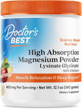 Doctors Best High Absorption Magnesium Powder Lysinate Glycinate 100% Chelated Muscle Relaxation &amp Sleep Support Gluten Free Vegan 100% Chelated Net Wt. 12.1 oz (340 Grams) Fruit Punch Flavor