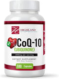 CoQ10 200mg 180 Vegetarian Capsules for Heart Health Non-GMO Easy to Swallow Supports Cellular Energy Production and Cardiovascular Health
