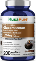 NusaPure Glucomannan 1000 mg per Serving 200 Veg Caps (BioPerine Non-GMO Vegan) Konjac Root