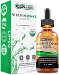 SBR Nutrition MAX Absorption Vitamin D3 + K2 (MK-7) Liquid Drops with MCT Oil Peppermint Flavor Helps Support Strong Bones and Healthy Heart