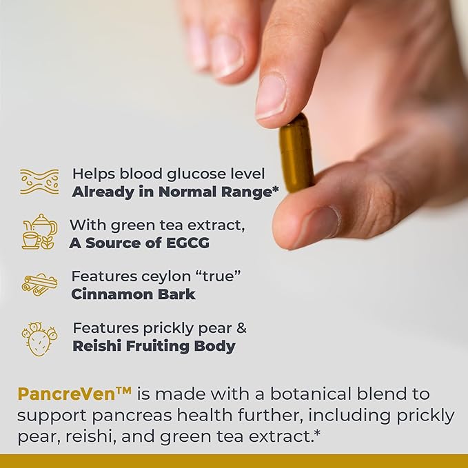 Premier Research Labs PancreVen - Pancreas Support Pancreas Supplement Cinnamon Supplements with Organic Ceylon Cinnamon &amp Prickly Pear to Aid Pancreas Health - 120 Vegetarian Capsules